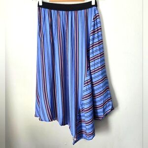 B. YOUNG Asymmetrical Striped Blue Skirt